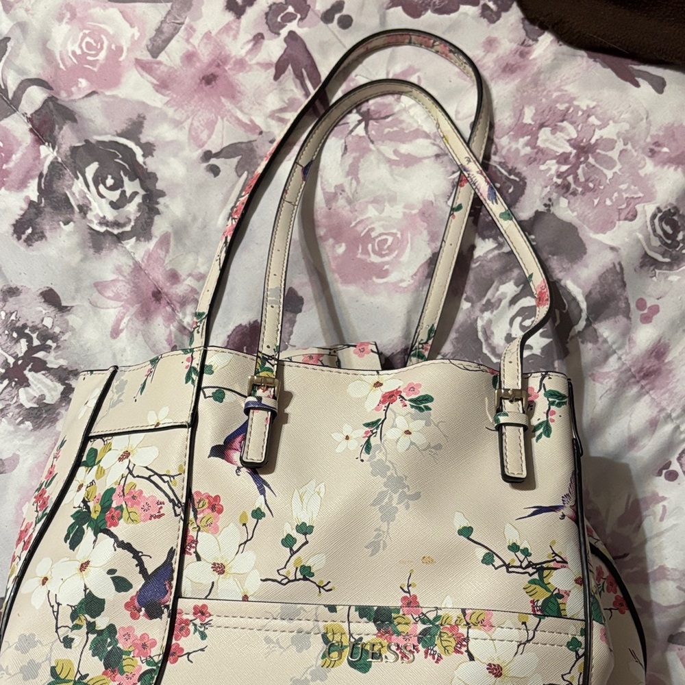 GUESS Floral Cream Tote Bag